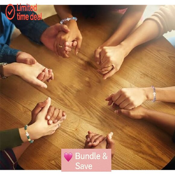 8-Piece Natural Stone Cross Bracelet Set, Stretch Fit, Christian Jewelry - Picture 6 of 8